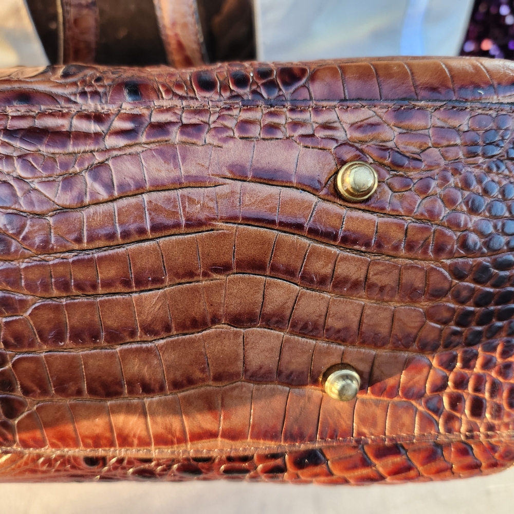 Brown Croc-Embossed Leather Tote Bag by Brahmin - Picture 4 of 15